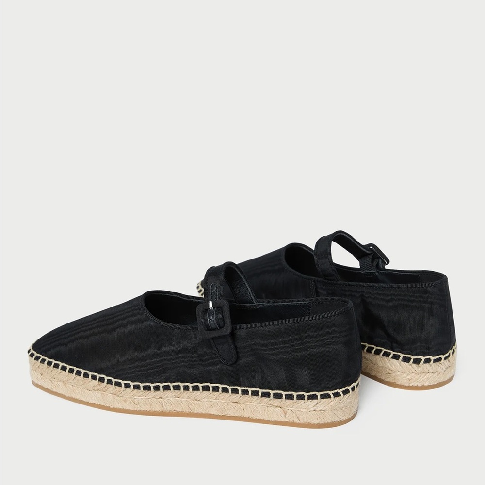Loeffler Randall Black and Tan Espadrille Flats with Mary Jane Strap